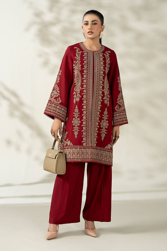 Maria B | Luxury Winter Pret 25 | DW-W25-58-Maroon - Ladies Clothes - Maria Faisal