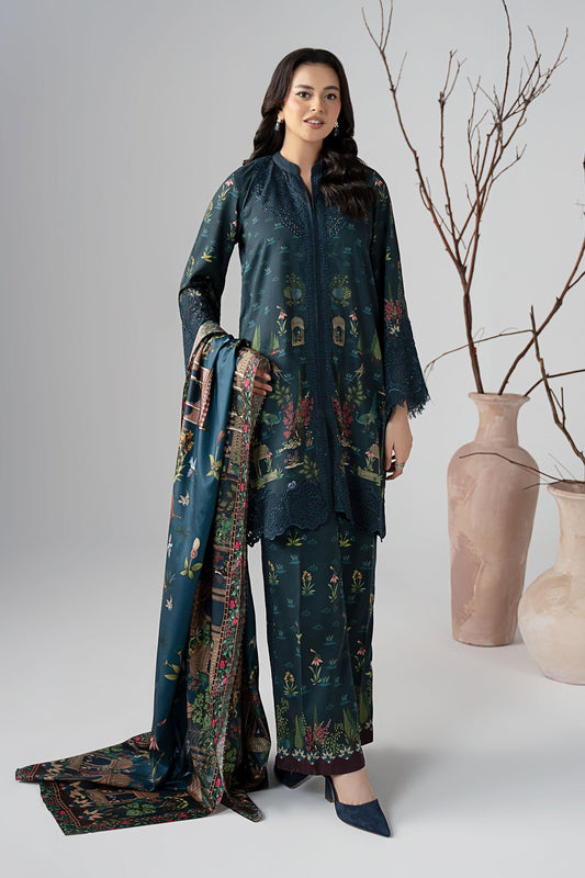 Maria B | Pre Fall Dresses | 3 Piece Embroidered Linen Suit ZE - Ladies Clothes - Maria Faisal