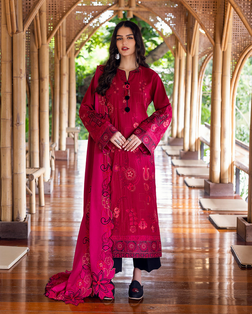 Mushq | Hemline Karandi | Darling Bloom - Casual Dress - available at Maria Faisal in UK and USA.