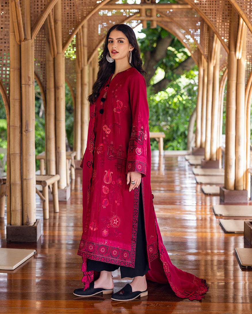 Mushq | Hemline Karandi | Darling Bloom - Casual Dress - available at Maria Faisal in UK and USA.