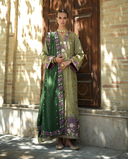 Mushq | Bukhara Winter Edit | Desert Minaret - Luxury Dress - available at Maria Faisal in UK and USA.