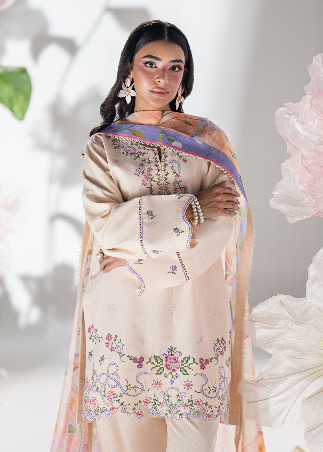 Sahane | Blush n Bliss Premium | LP63009 Sugar Bloom - Casual Dress - available at Maria Faisal in UK and USA.