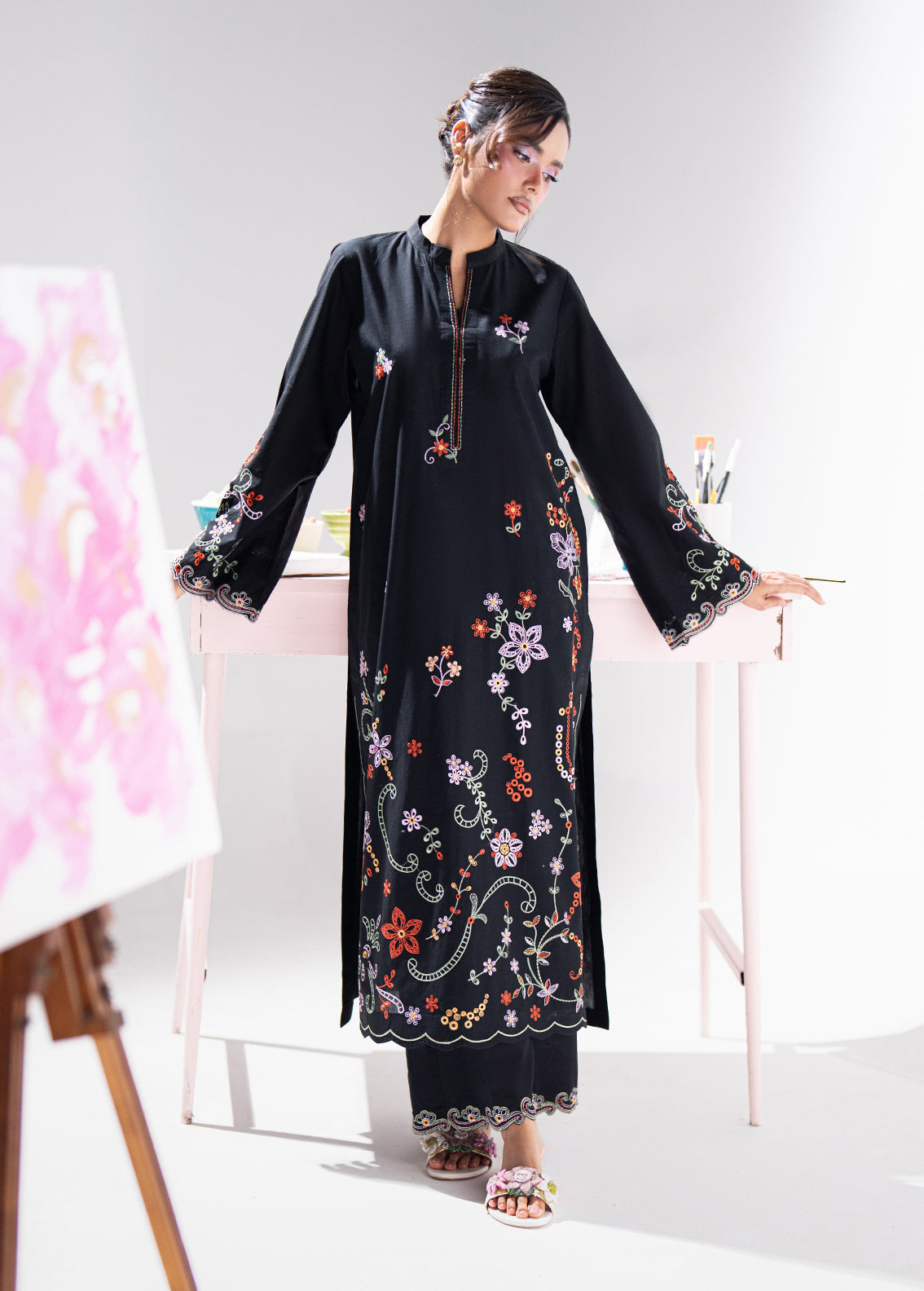 Sahane | Blush n Bliss Premium | LP63006 Midnight Petal - Casual Dress - available at Maria Faisal in UK and USA.