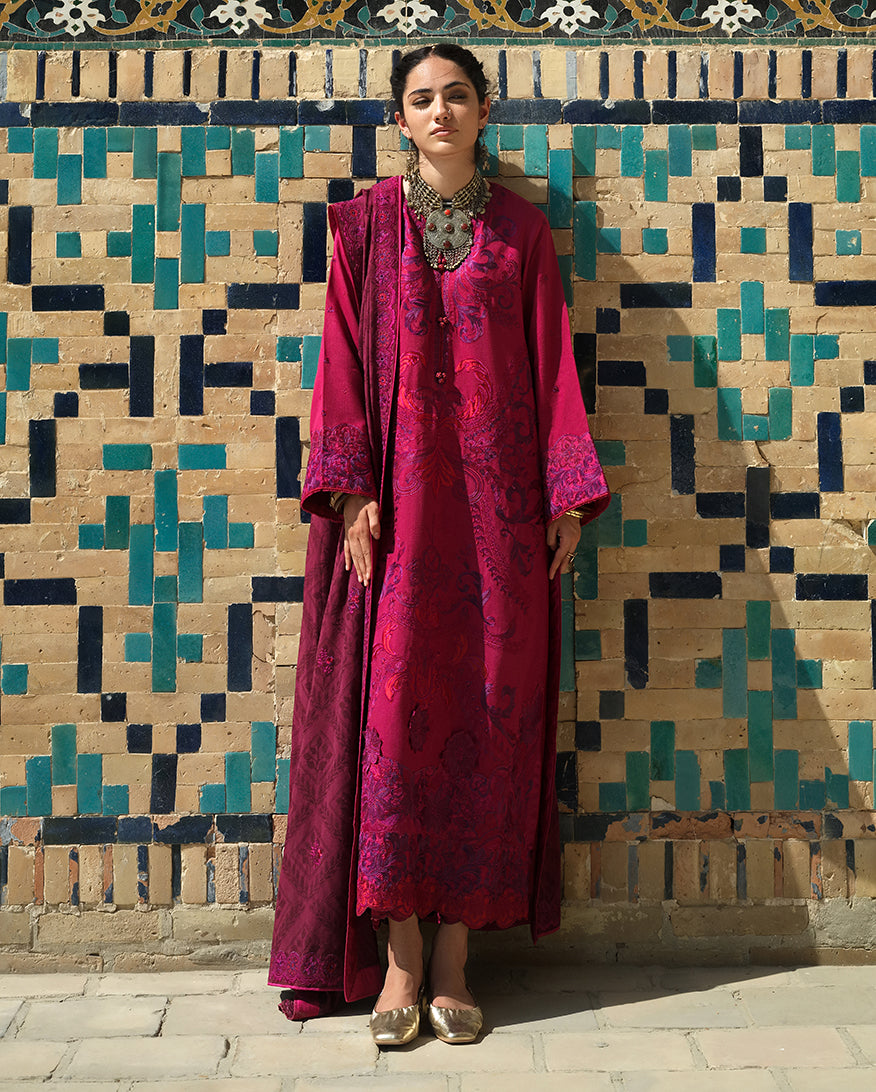 Mushq | Bukhara Winter Edit | Dusk Whisper - Luxury Dress - available at Maria Faisal in UK and USA.