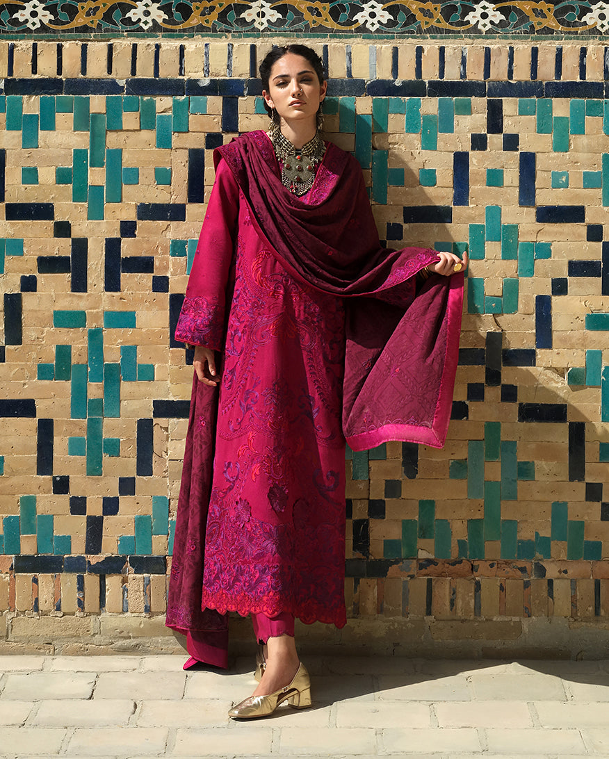 Mushq | Bukhara Winter Edit | Dusk Whisper - Luxury Dress - available at Maria Faisal in UK and USA.