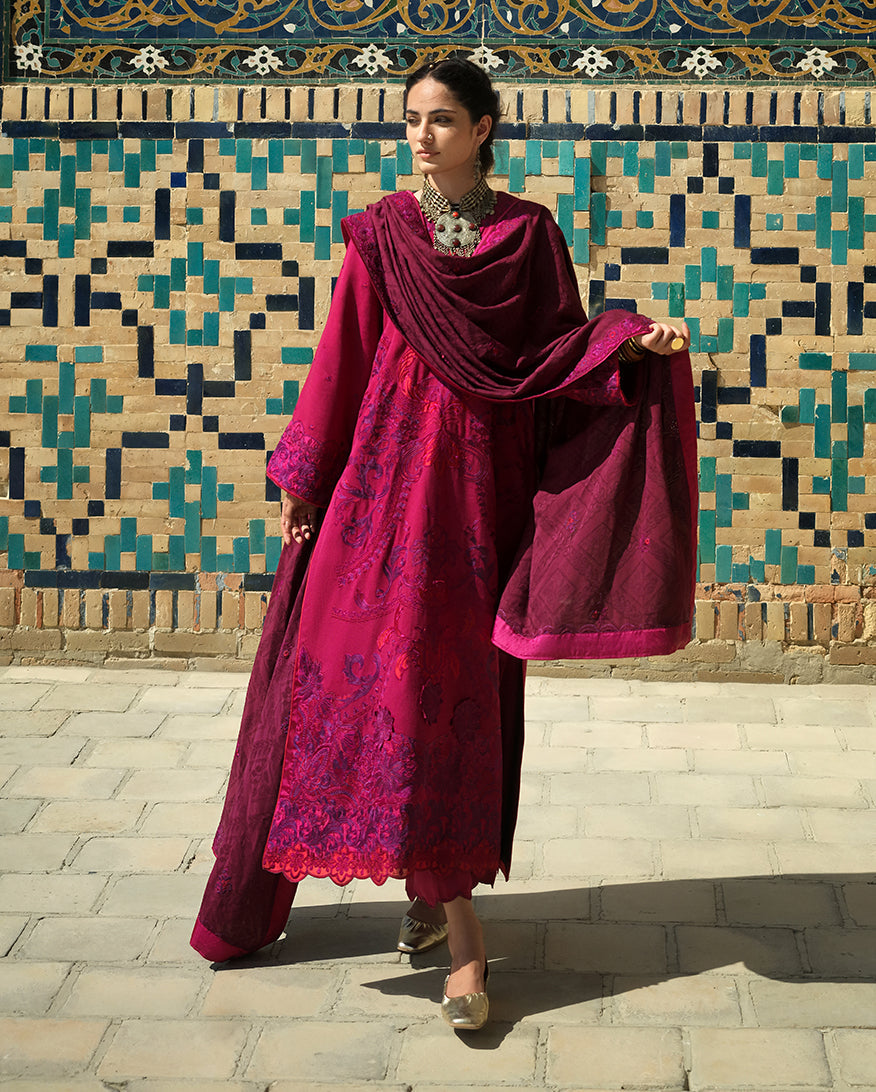 Mushq | Bukhara Winter Edit | Dusk Whisper - Luxury Dress - available at Maria Faisal in UK and USA.