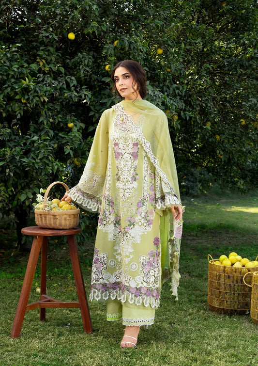 Elaf Premium | Luxury Lawn 26 | ELY-08 PISTACHIA - Luxury Dress - available at Maria Faisal in UK and USA.