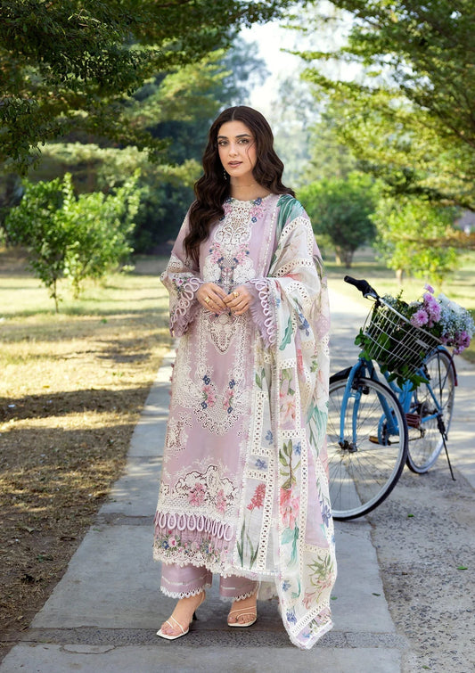 Elaf Premium | Luxury Lawn 26 | ELY-1A MAISON PINK - Luxury Dress - available at Maria Faisal in UK and USA.