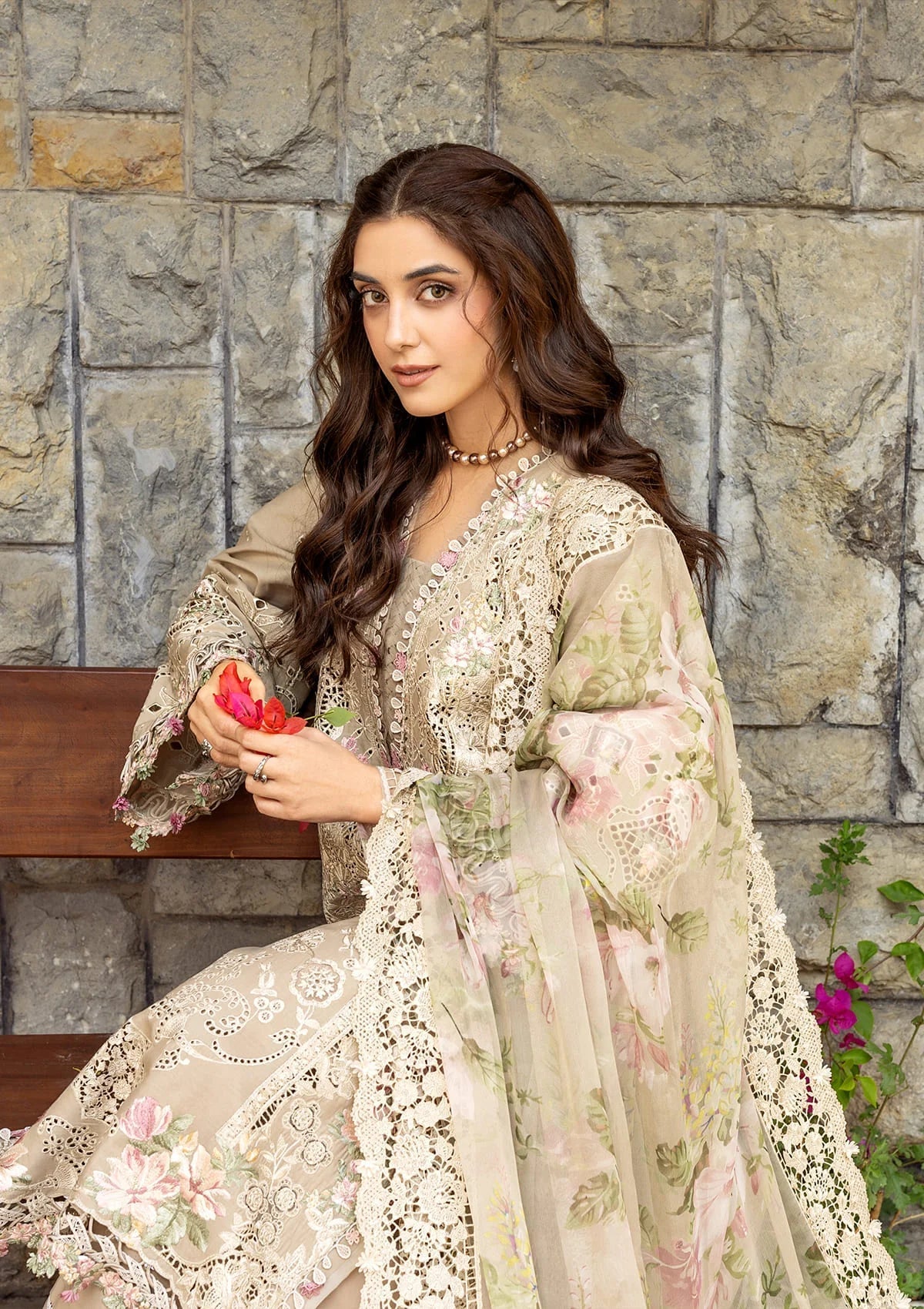 Elaf Premium | Luxury Lawn 26 | ELY-2A CAMELLIA - Luxury Dress - available at Maria Faisal in UK and USA.