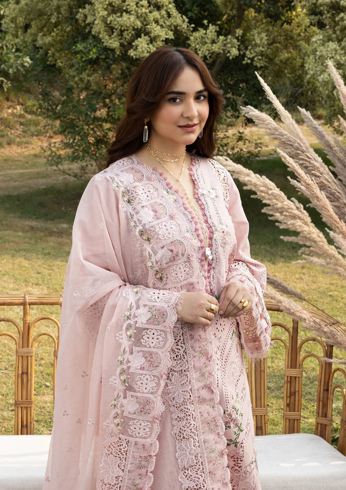 Elaf Premium | Luxury Lawn 26 | ELY-4A BLOOMING - Luxury Dress - available at Maria Faisal in UK and USA.
