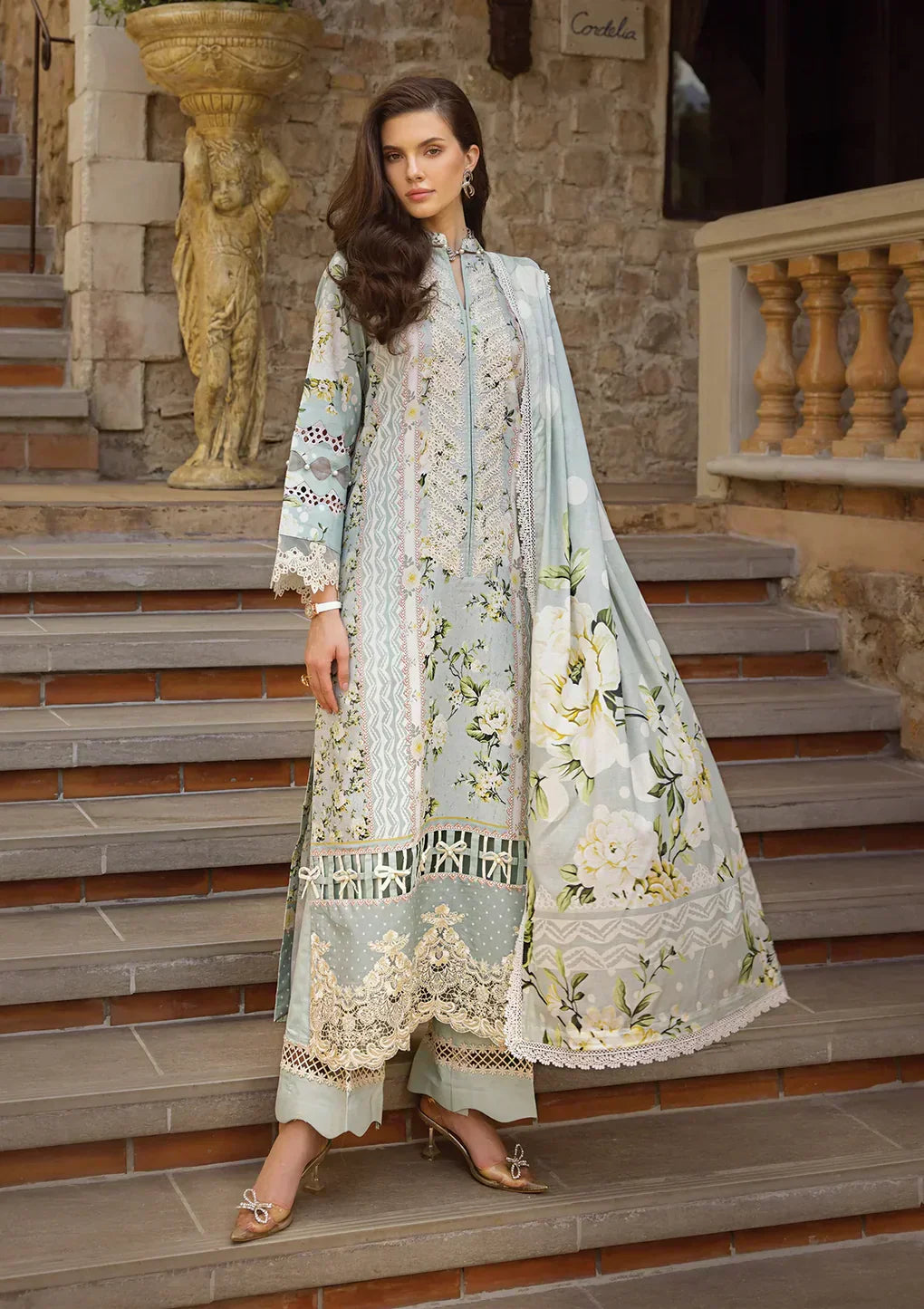 Elaf Premium | Print Chikankari 24 | ECT-05A WATERLILLY - Ladies Clothes - Maria Faisal