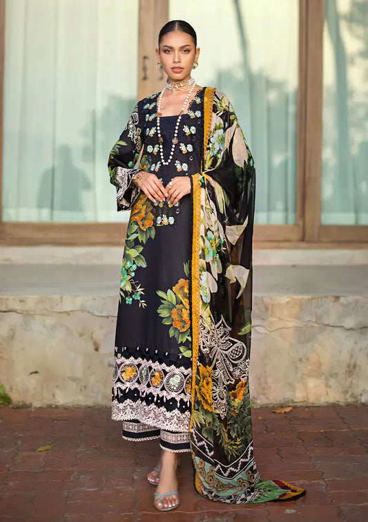 Elaf Premium | Signature Embroidered Lawn 24 | ESL-08B NIGHTFALL - Ladies Clothes - Maria Faisal