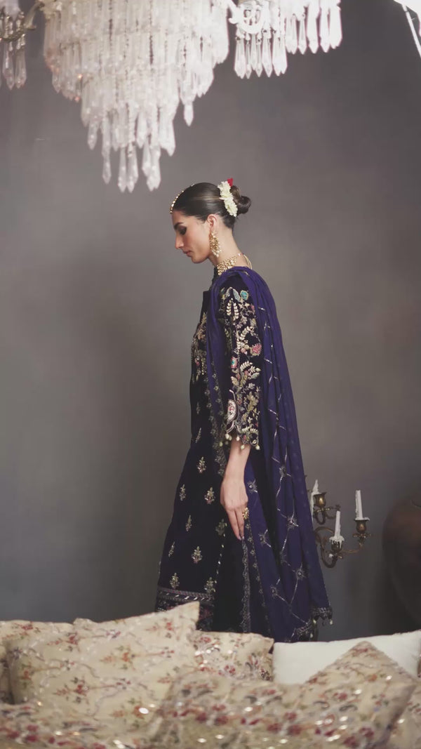 Emaan Adeel | Saanjh Velvet Collection 24 |  MK-03 Falak - Ladies Clothes - Maria Faisal