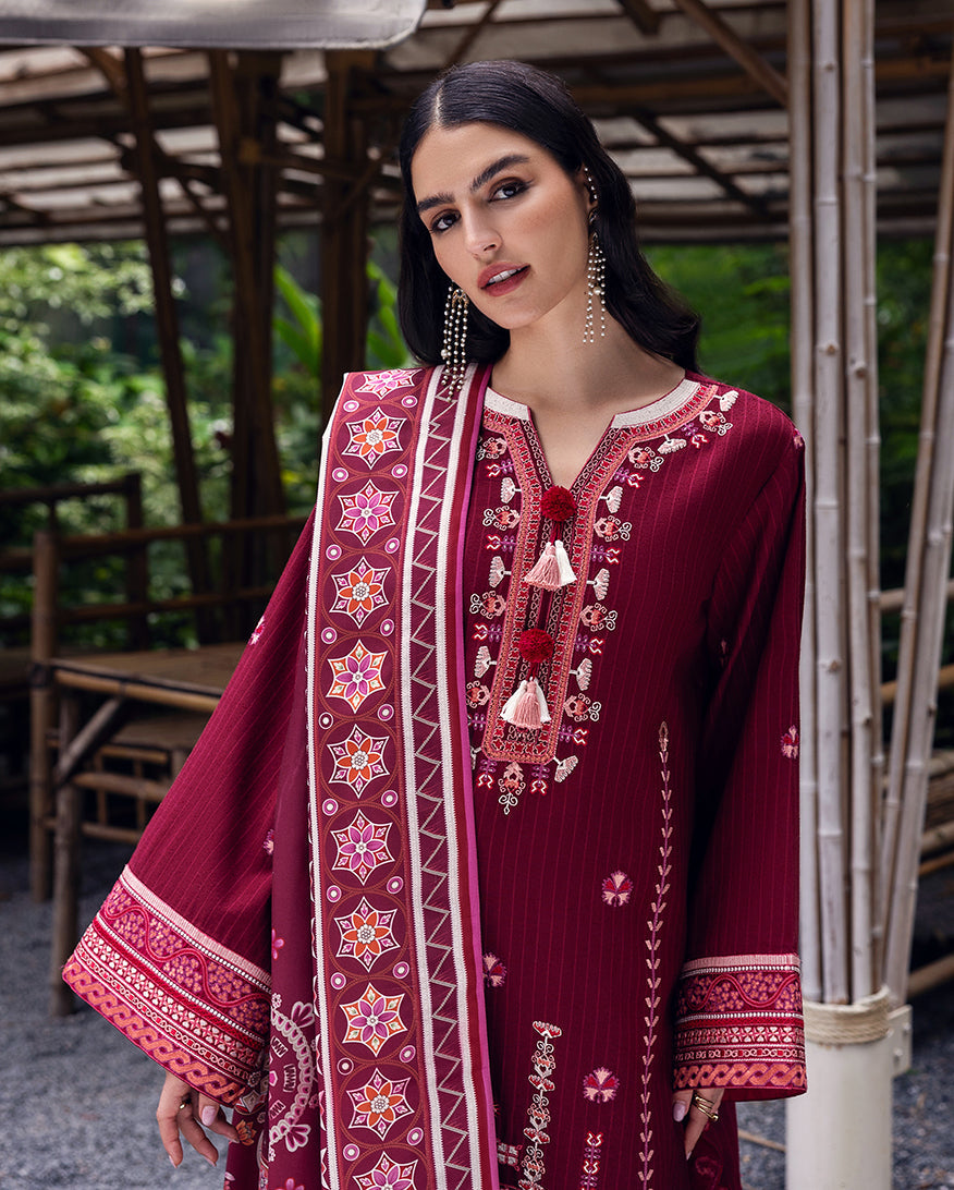 Mushq | Hemline Karandi | Emerald Glimmer - Casual Dress - available at Maria Faisal in UK and USA.