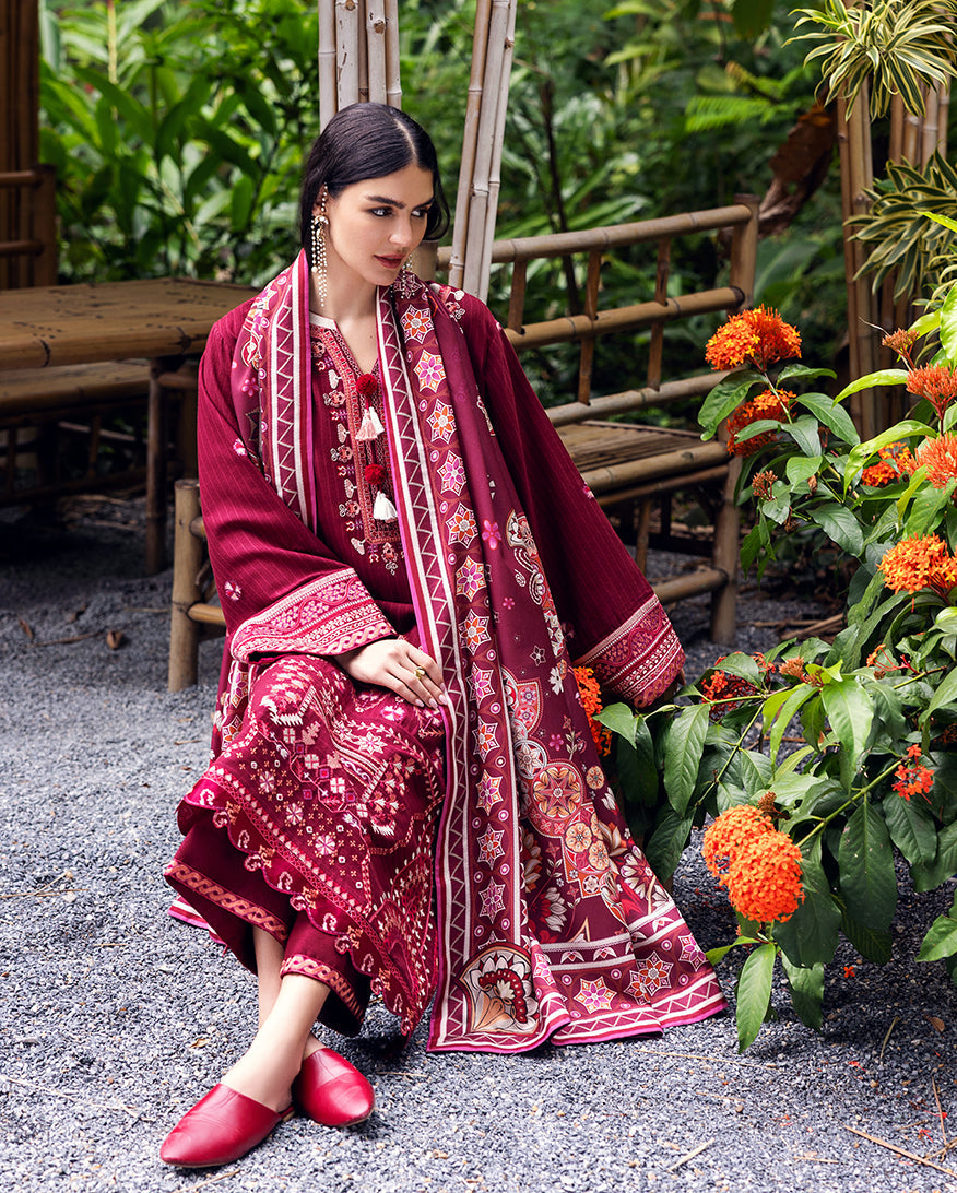 Mushq | Hemline Karandi | Emerald Glimmer - Casual Dress - available at Maria Faisal in UK and USA.