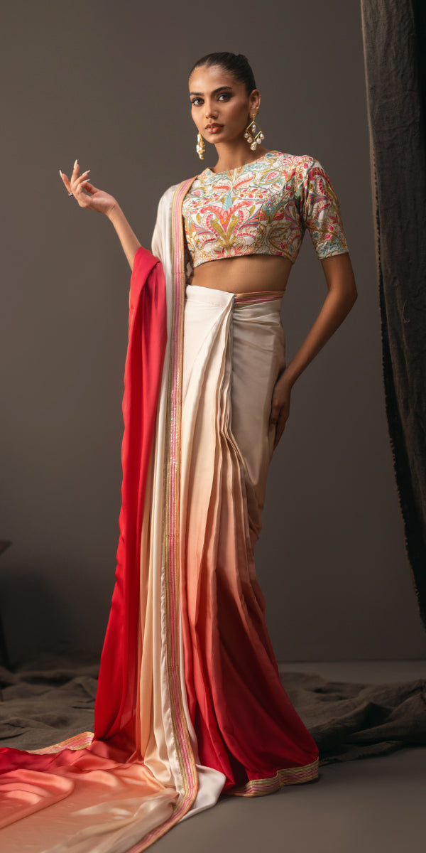 Erum Khan | Beyond Chic |  Gradient Couture - Designer Dress with Intricate embroidery and embellishments. Shop elegent wedding dress at Maria Faisal.