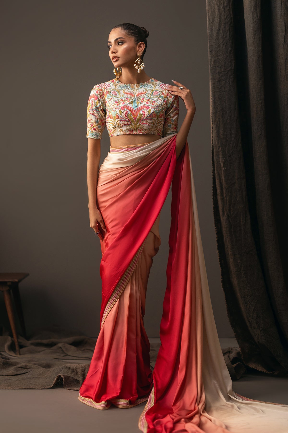 Erum Khan | Beyond Chic |  Gradient Couture - Designer Dress with Intricate embroidery and embellishments. Shop elegent wedding dress at Maria Faisal.