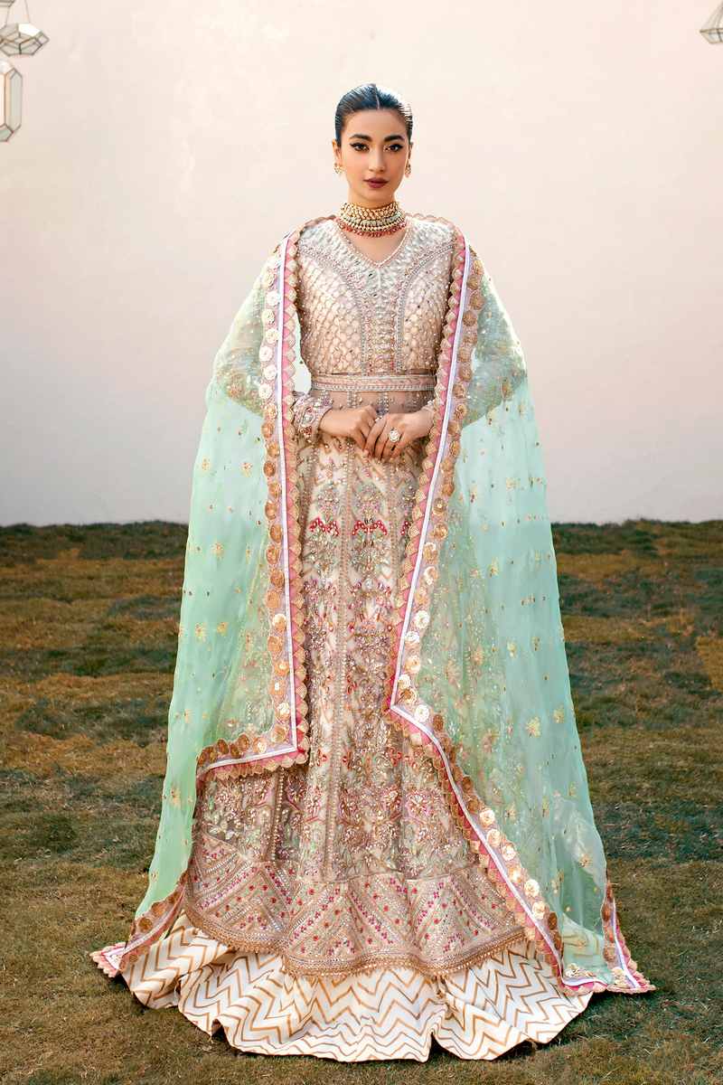 Ezra | Wedding Collection | Sage - Designer Dress with Intricate embroidery and embellishments. Shop elegent wedding dress at Maria Faisal.