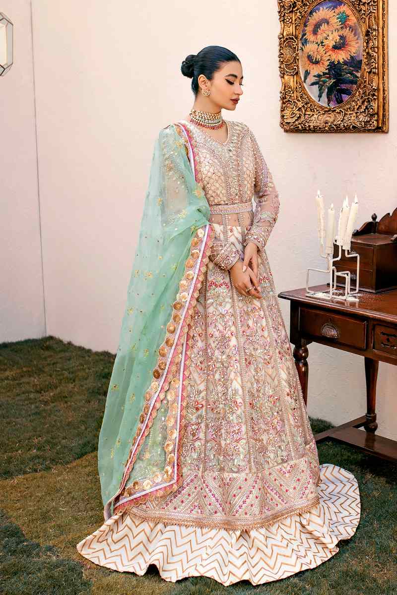 Ezra | Wedding Collection | Sage - Designer Dress with Intricate embroidery and embellishments. Shop elegent wedding dress at Maria Faisal.