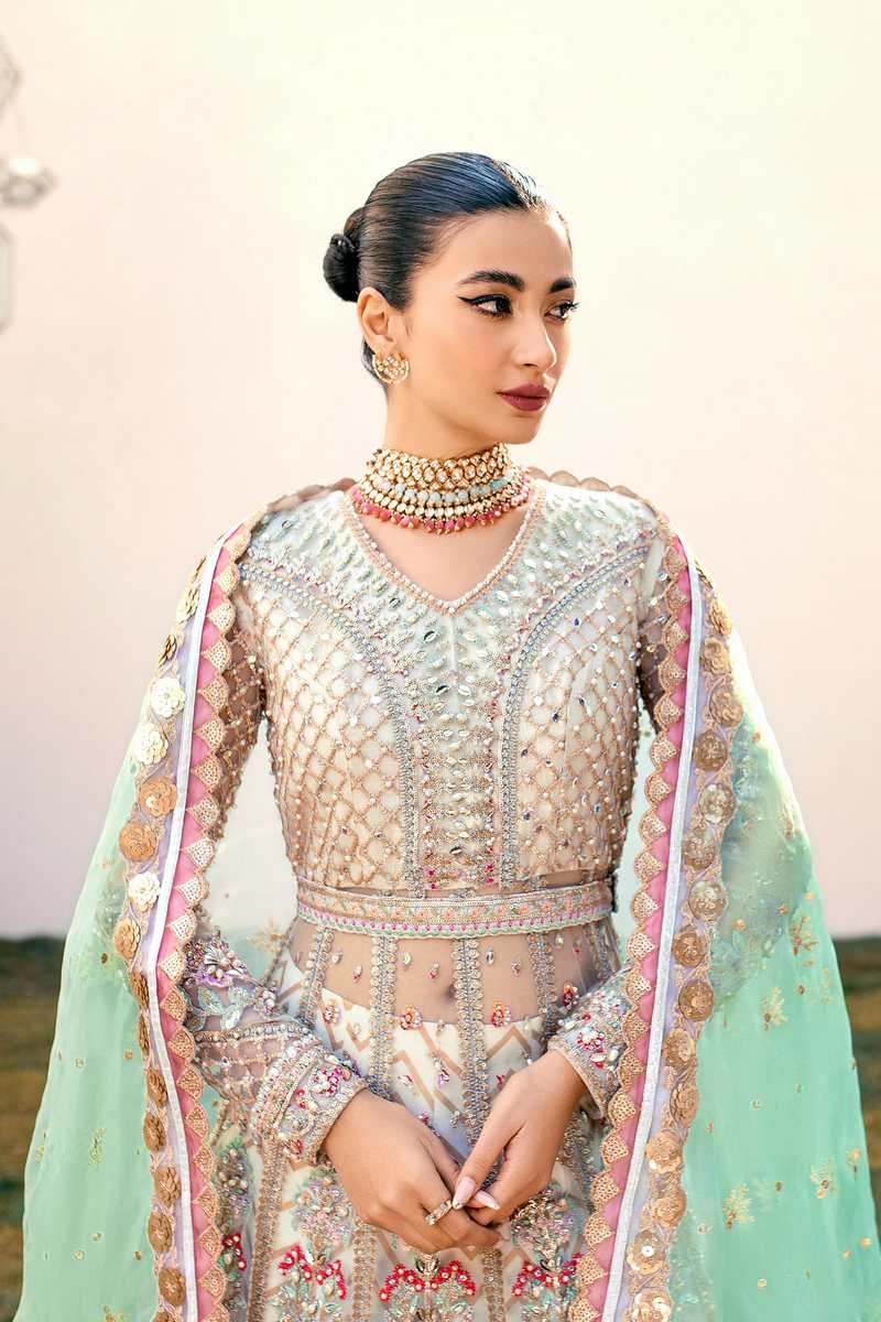 Ezra | Wedding Collection | Sage - Designer Dress with Intricate embroidery and embellishments. Shop elegent wedding dress at Maria Faisal.