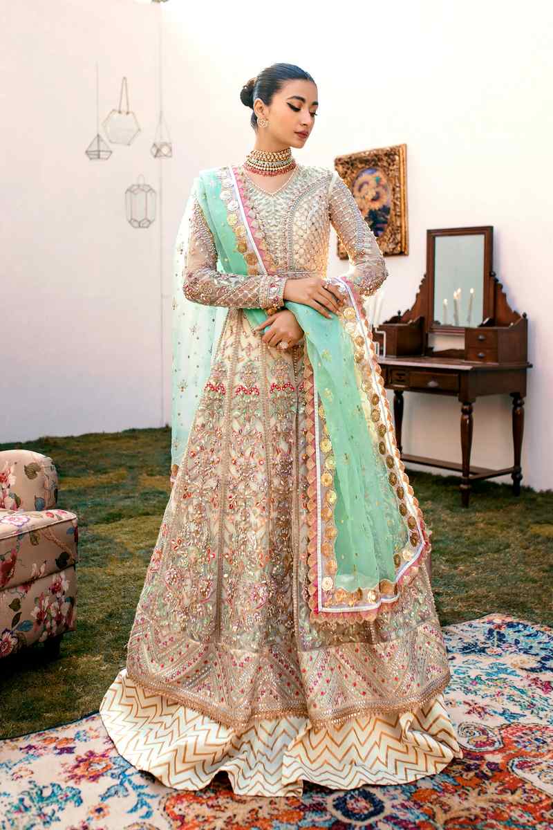 Ezra | Wedding Collection | Sage - Designer Dress with Intricate embroidery and embellishments. Shop elegent wedding dress at Maria Faisal.