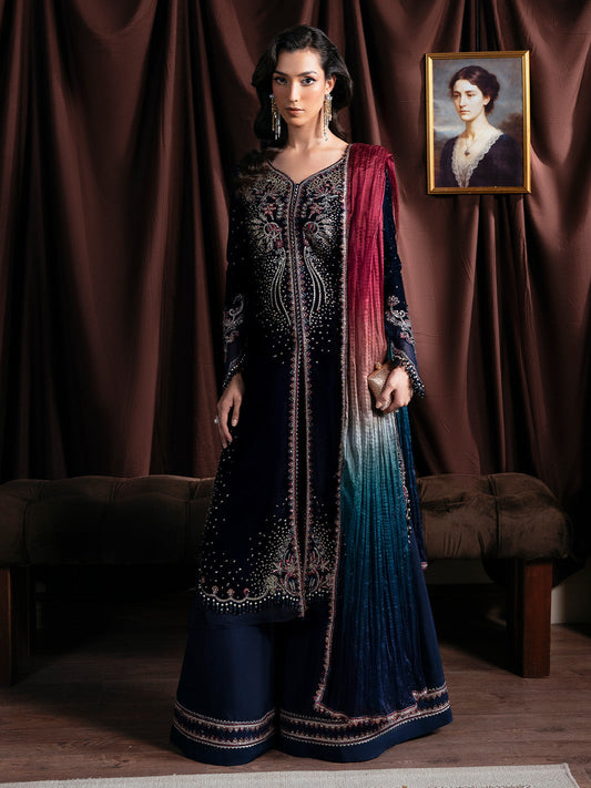 Faiza Faisal | Solene Luxury Velvets | ECLAT - Formal Dress - available at Maria Faisal in UK and USA.
