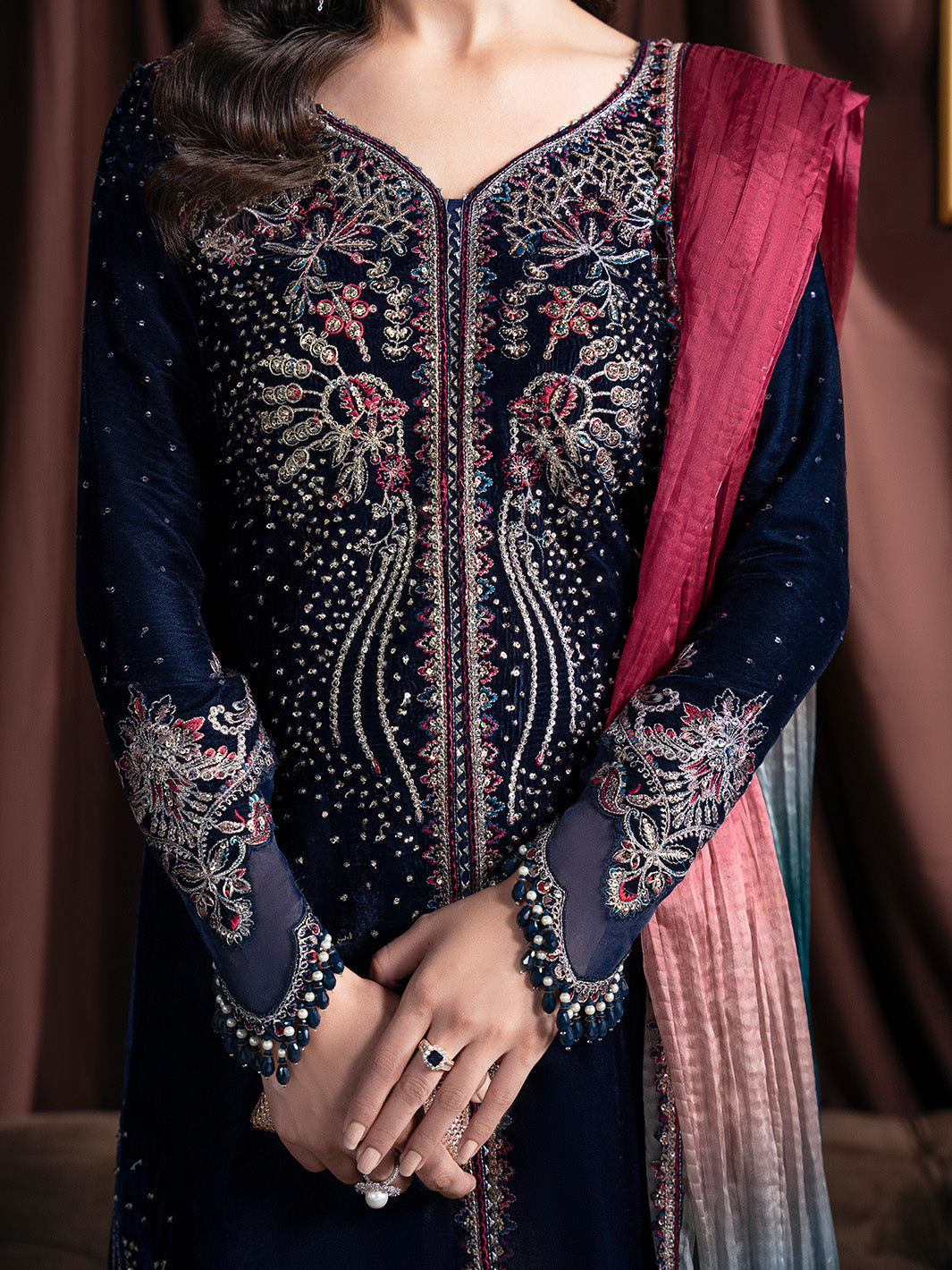 Faiza Faisal | Solene Luxury Velvets | ECLAT - Formal Dress - available at Maria Faisal in UK and USA.