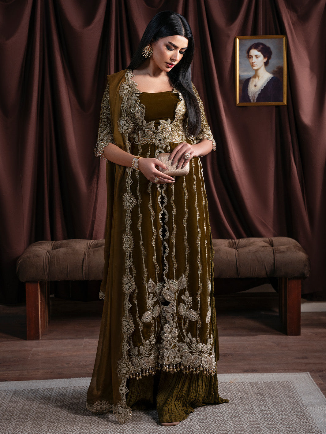Faiza Faisal | Solene Luxury Velvets | EVANIA - Formal Dress - available at Maria Faisal in UK and USA.