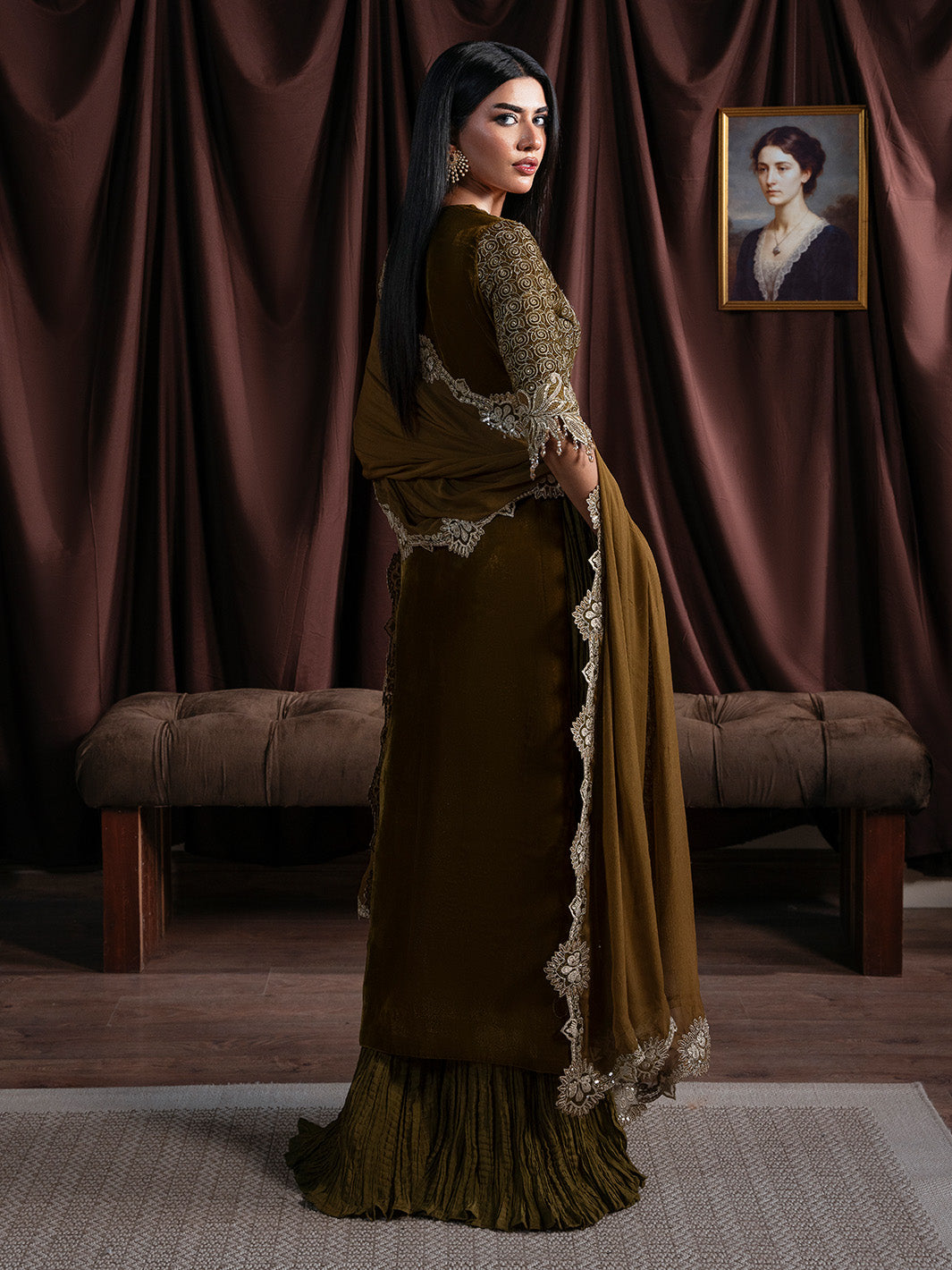 Faiza Faisal | Solene Luxury Velvets | EVANIA - Formal Dress - available at Maria Faisal in UK and USA.