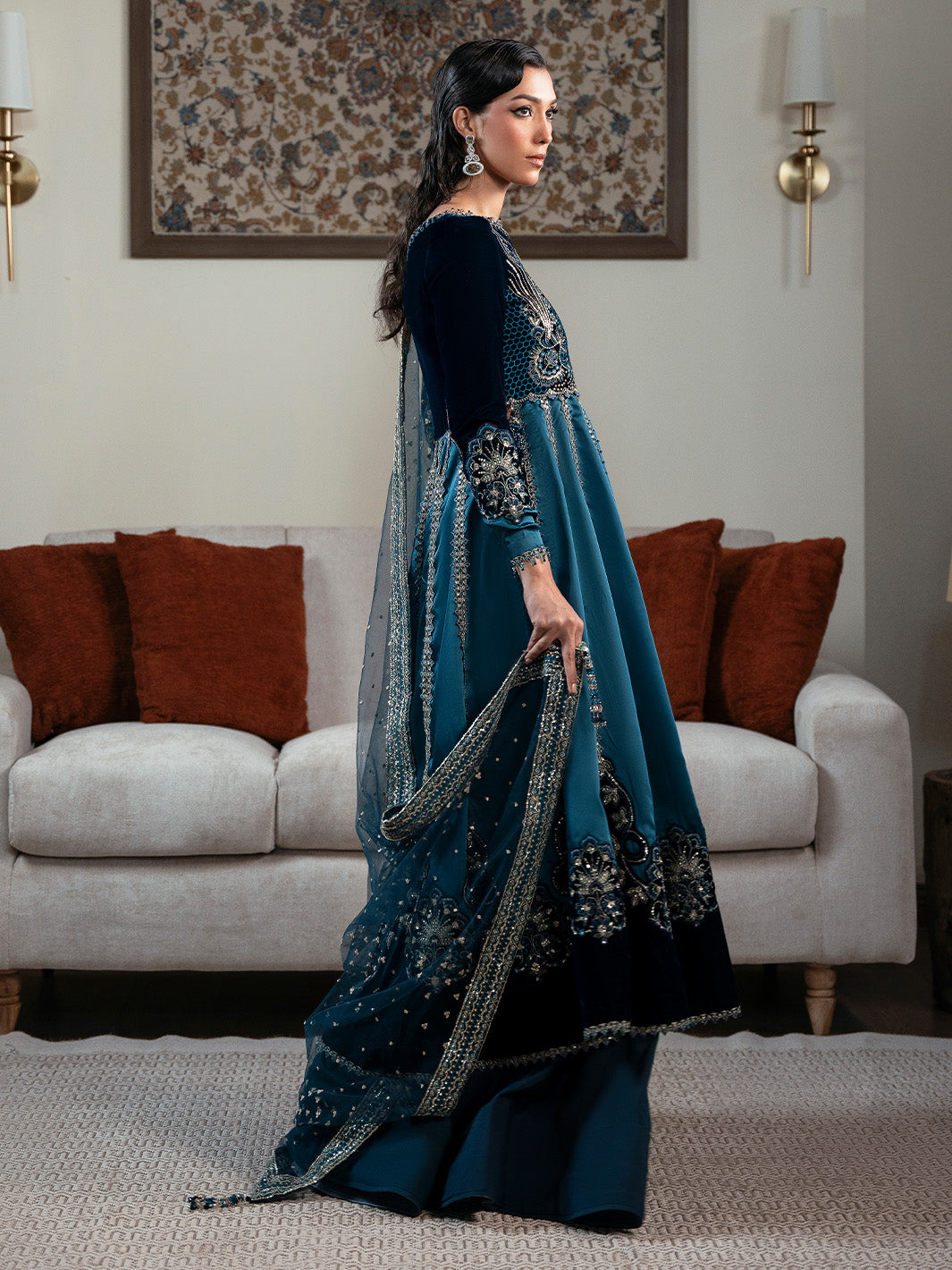 Faiza Faisal | Solene Luxury Velvets | CELESTINE - Formal Dress - available at Maria Faisal in UK and USA.