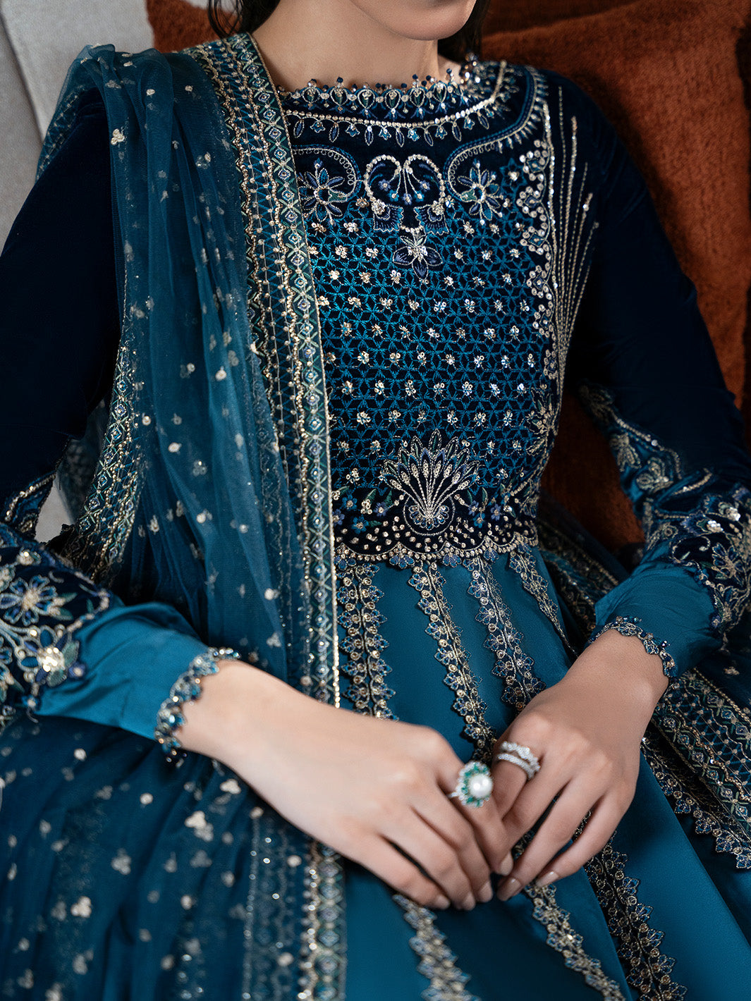 Faiza Faisal | Solene Luxury Velvets | CELESTINE - Formal Dress - available at Maria Faisal in UK and USA.