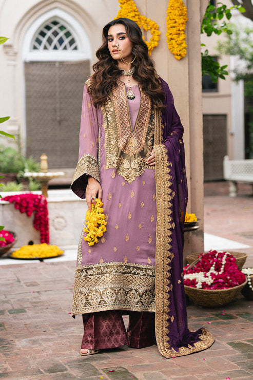 Maryum N Maria | Gulnaar Formals | 3 Piece Embroidered Chiffon KAMILLA - FSU5654 - Ladies Clothes - Maria Faisal