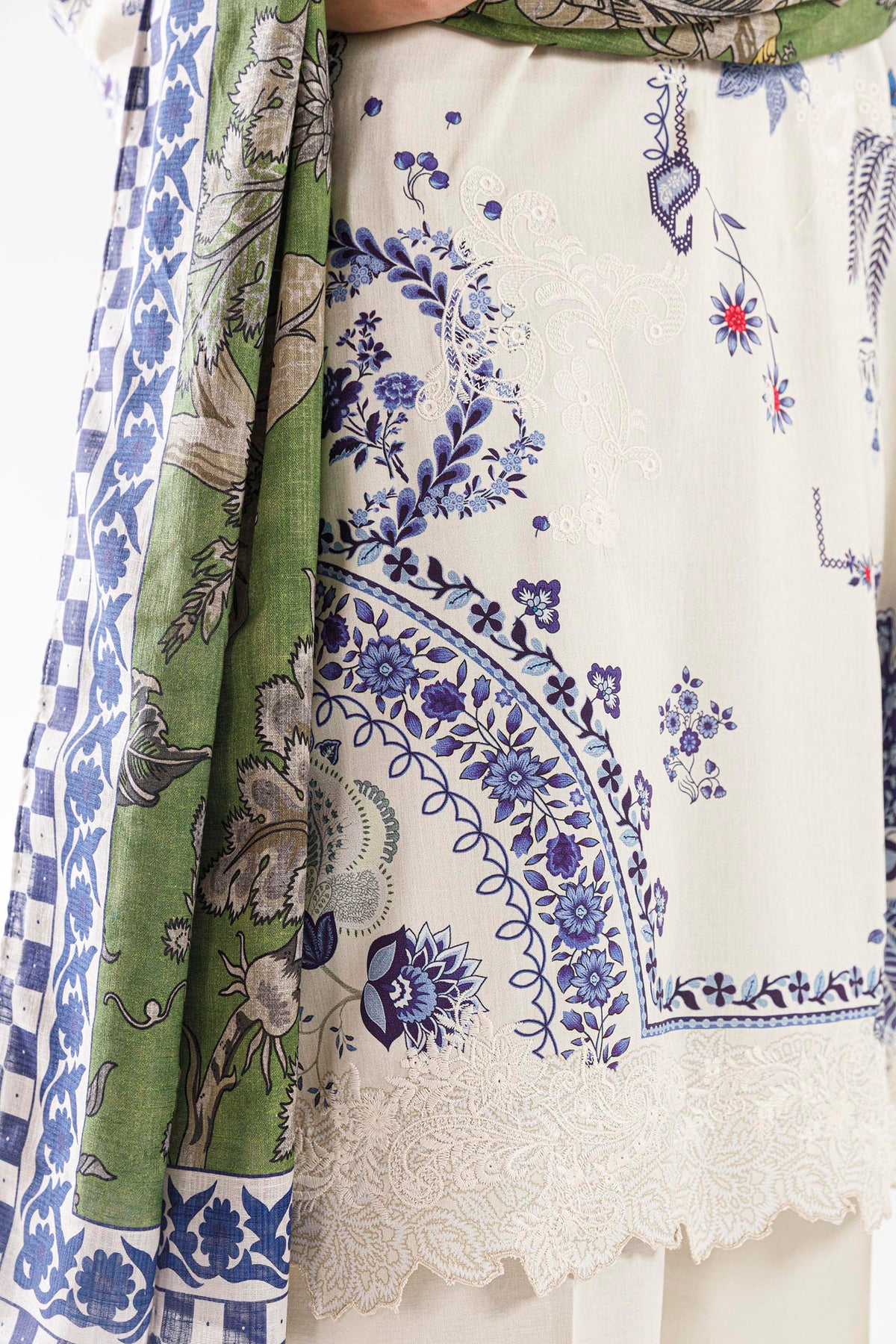 Sana Safinaz | Luxury Pret | Muzlin Linen Suit FW25MUZ020BP3 - Dress - available at Maria Faisal in UK and USA.