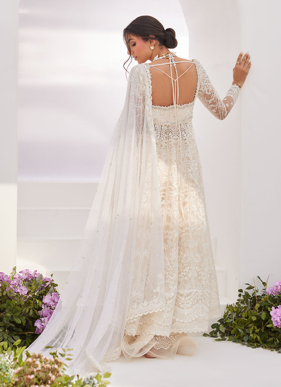 Farah Talib Aziz | Zaza Luxe Pret 24 | MAELLE IVORY EMBROIDERED AND EMBELLISHED KALIDAAR - Ladies Clothes - Maria Faisal