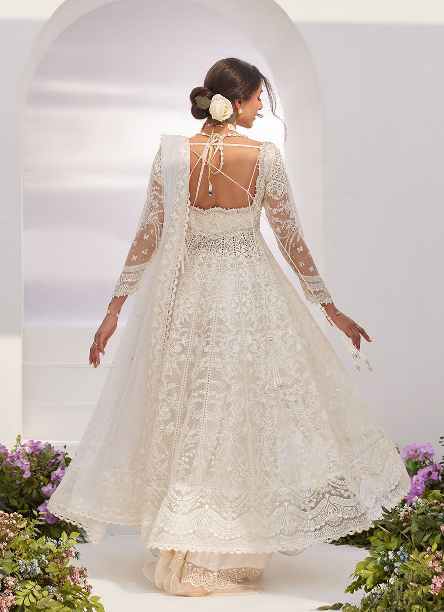 Farah Talib Aziz | Zaza Luxe Pret 24 | MAELLE IVORY EMBROIDERED AND EMBELLISHED KALIDAAR - Ladies Clothes - Maria Faisal