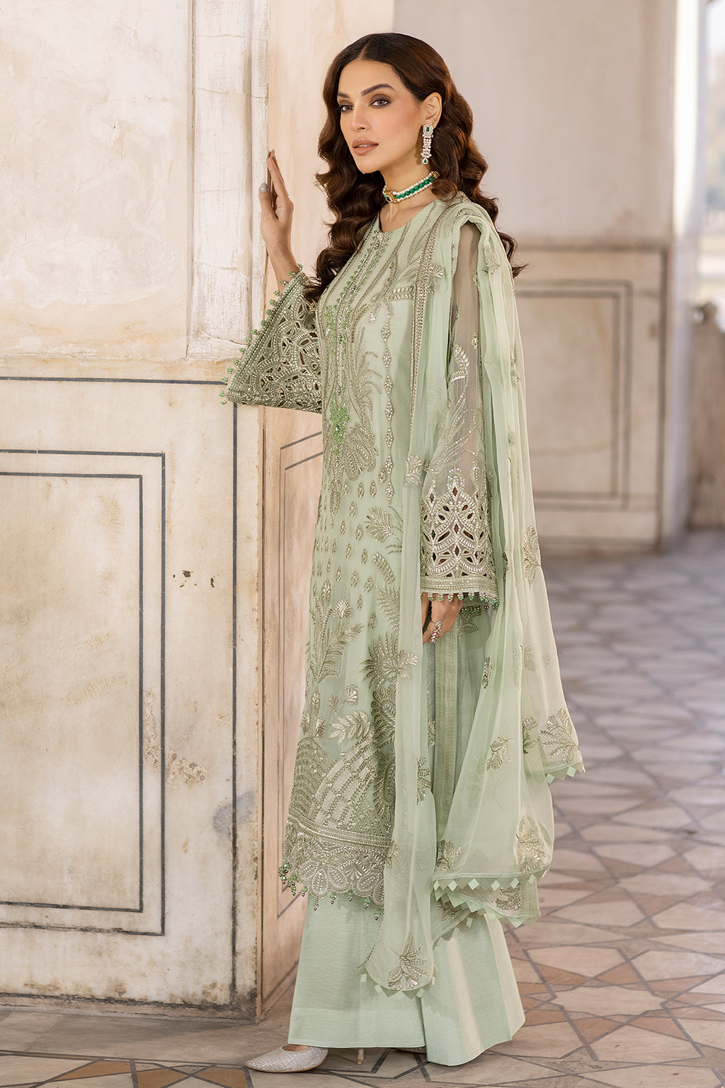 Flossie | Safeera Formals vol 13 | LUSTER GREEN - Maria Faisal