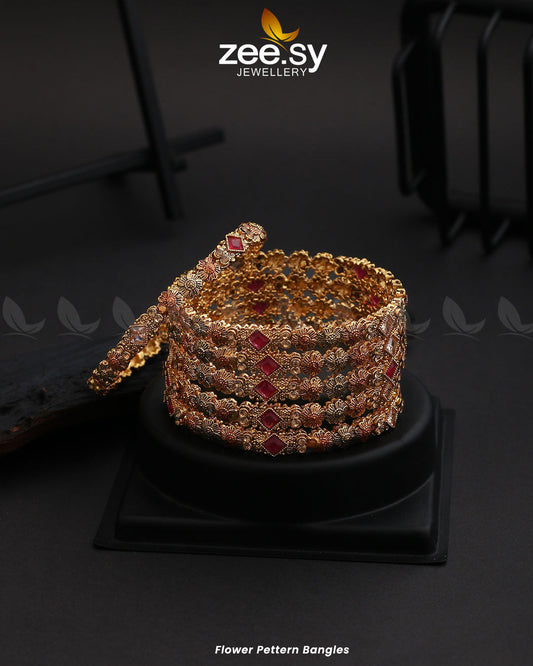 Flower Pettern Bangles - Bangles 