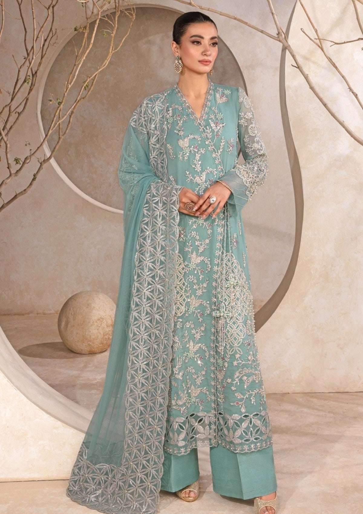 Rangrasiya | Chatoyer Wedding Formals 24 | D#04 - Firuzeh - Designer Dress with Intricate embroidery and embellishments. Shop elegent wedding dress at Maria Faisal.