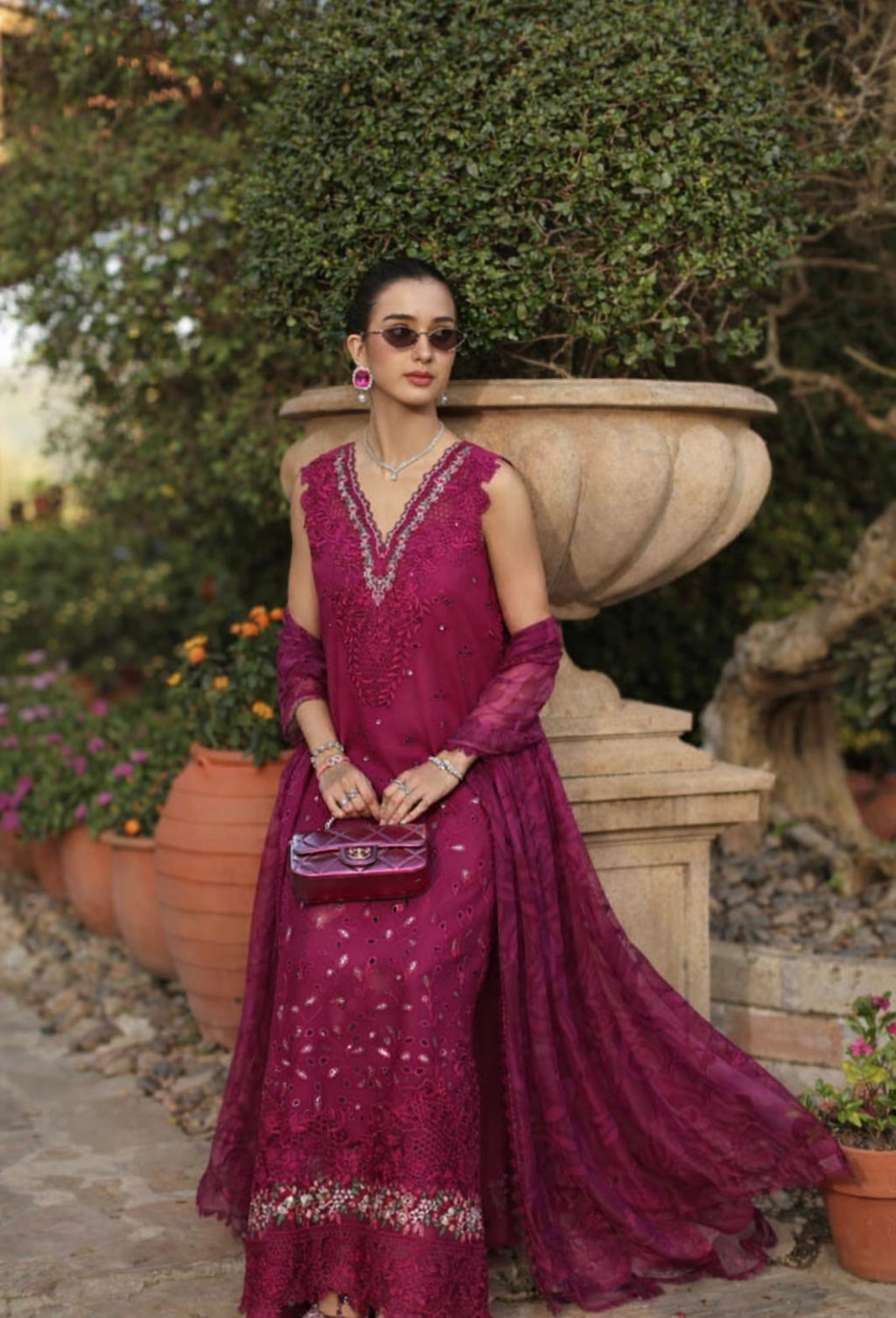 Saadia Asad | Luxury Eid Schiffli Laserkari 26 | D6 - A - Zelina - Luxury Dress - available at Maria Faisal in UK and USA.