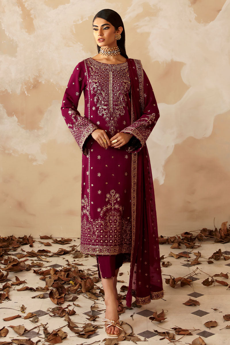 Gulaal | Shehrnaaz Raw Silk | Ramail - Designer Dress with Intricate embroidery and embellishments. Shop elegent wedding dress at Maria Faisal.