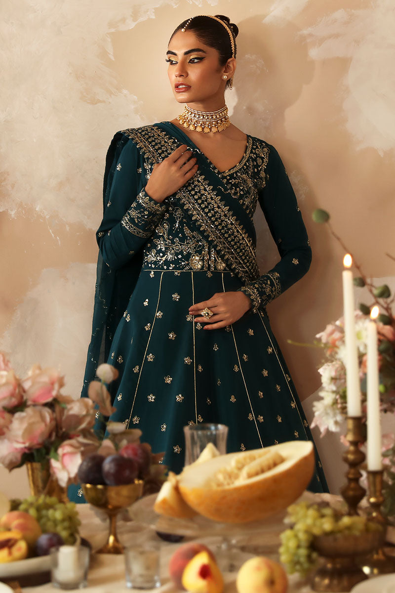 Gulaal | Shehrnaaz Raw Silk | Mahiri - Designer Dress with Intricate embroidery and embellishments. Shop elegent wedding dress at Maria Faisal.