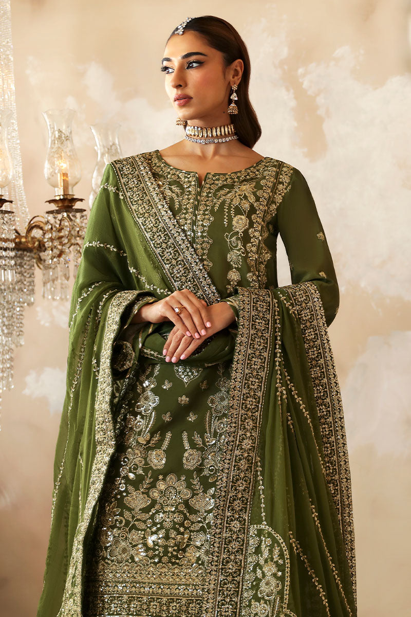 Gulaal | Shehrnaaz Raw Silk | Sohina - Designer Dress with Intricate embroidery and embellishments. Shop elegent wedding dress at Maria Faisal.