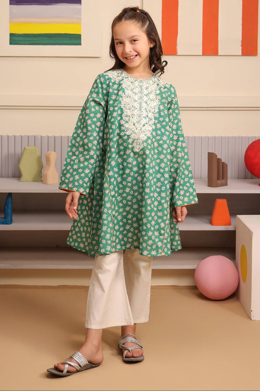 Zellbury Girls | 1 Piece Viscose | Embroidered Kurta - 1701 by Maria Faisal - Registered Vendor of : Zellbury Girls - type : Kids Clothes - 100% original wedding dresses
