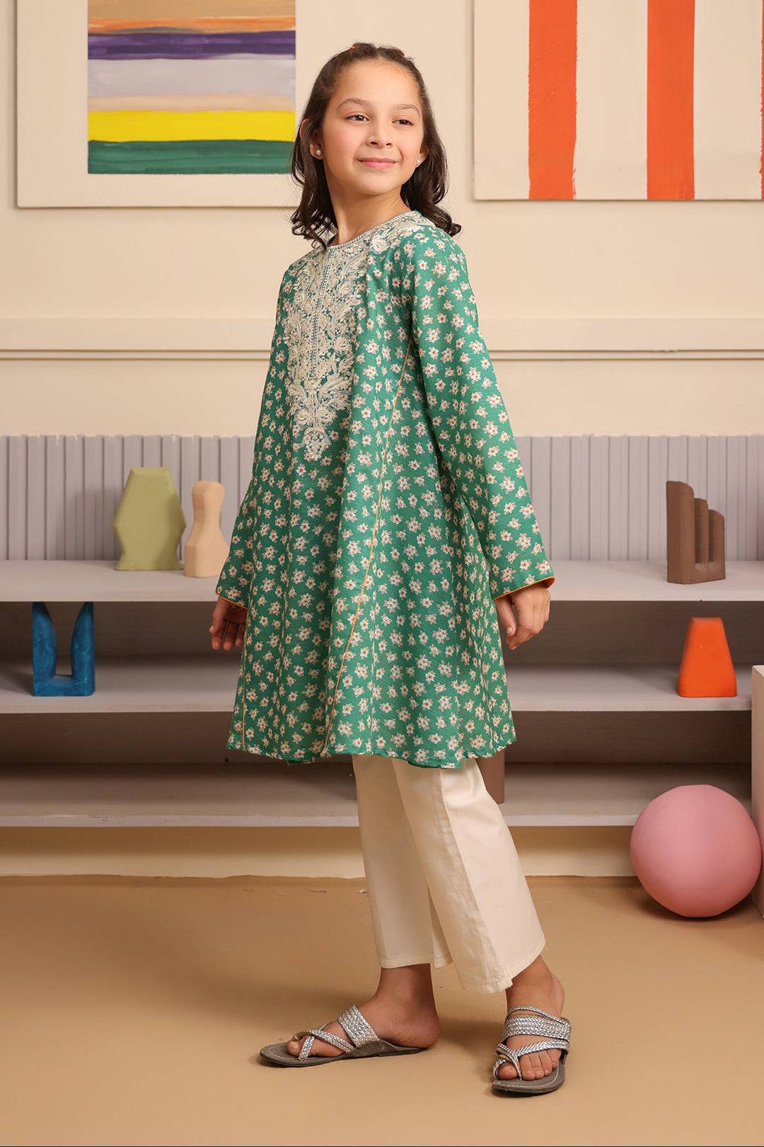 Zellbury Girls | 1 Piece Viscose | Embroidered Kurta - 1701 by Maria Faisal - Registered Vendor of : Zellbury Girls - type : Kids Clothes - 100% original wedding dresses