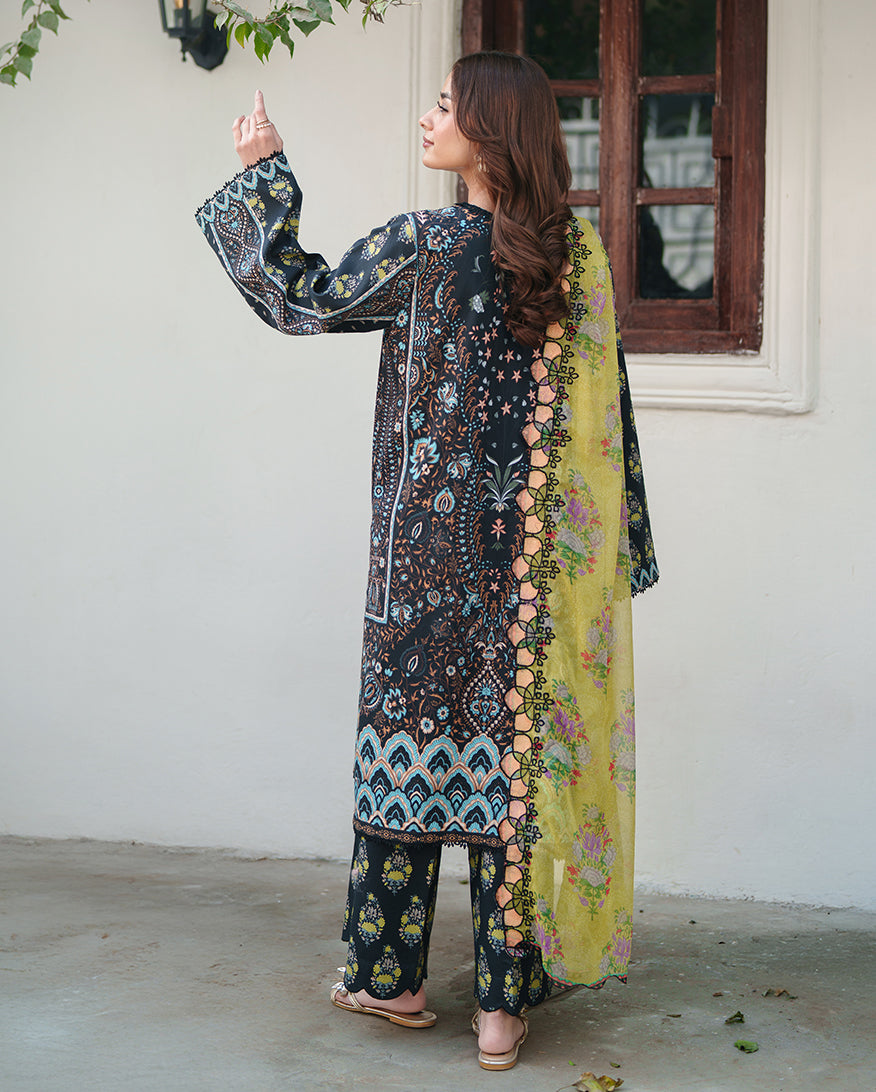 Roheenaz | Whispered Florals | Garden Mist - Casual Dress - available at Maria Faisal in UK and USA.