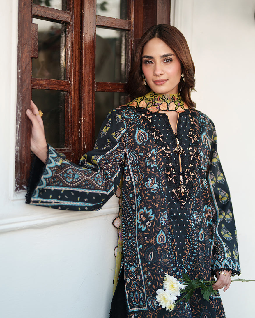 Roheenaz | Whispered Florals | Garden Mist - Casual Dress - available at Maria Faisal in UK and USA.