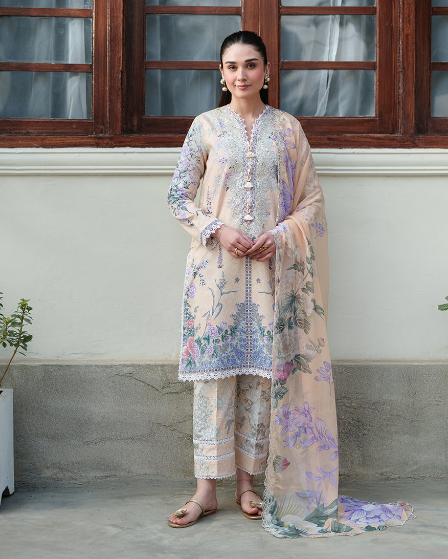 Roheenaz | Whispered Florals | Gentle Breeze - Casual Dress - available at Maria Faisal in UK and USA.