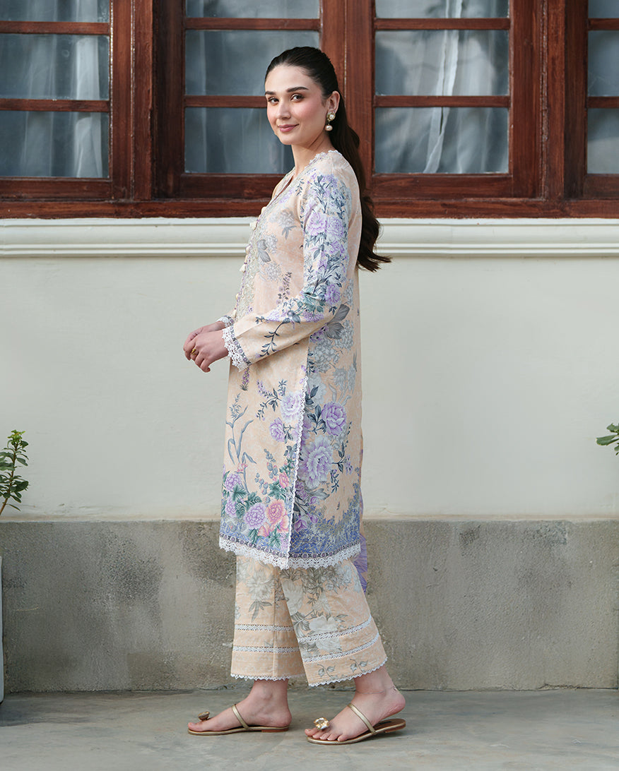 Roheenaz | Whispered Florals | Gentle Breeze - Casual Dress - available at Maria Faisal in UK and USA.