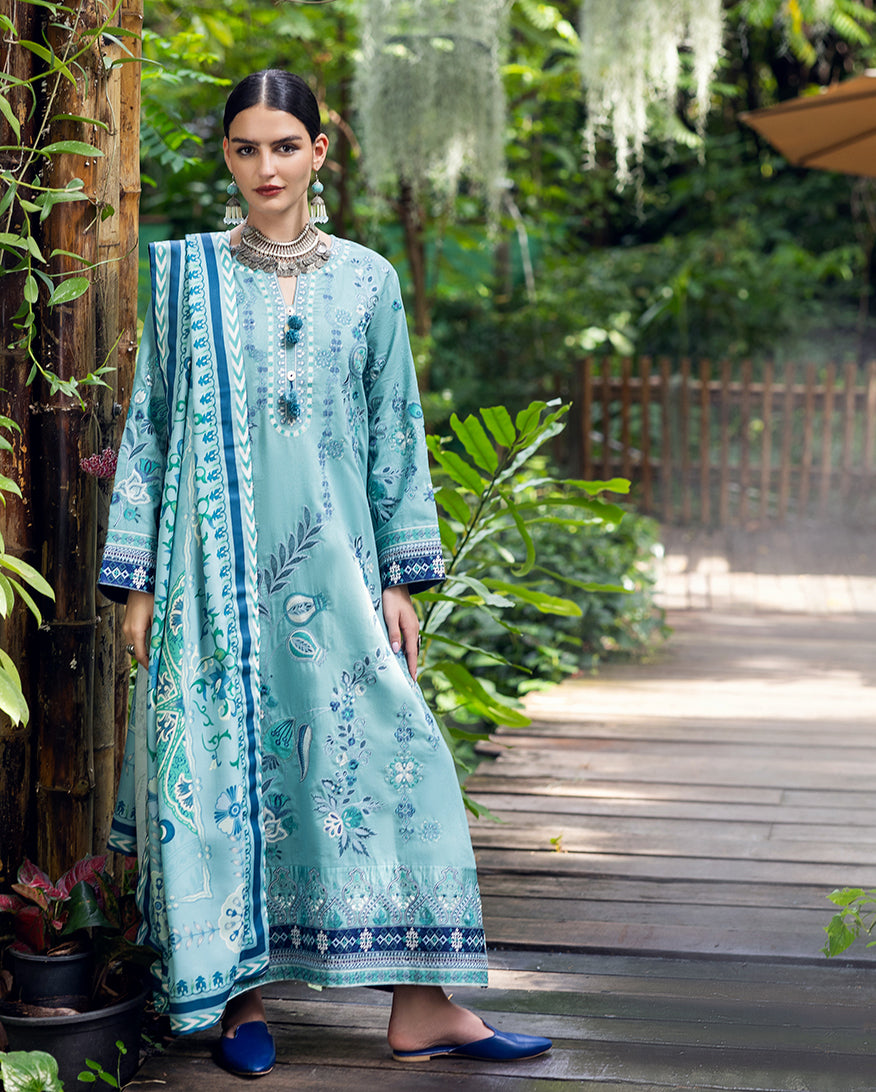 Mushq | Hemline Karandi | Glided Hour - Casual Dress - available at Maria Faisal in UK and USA.