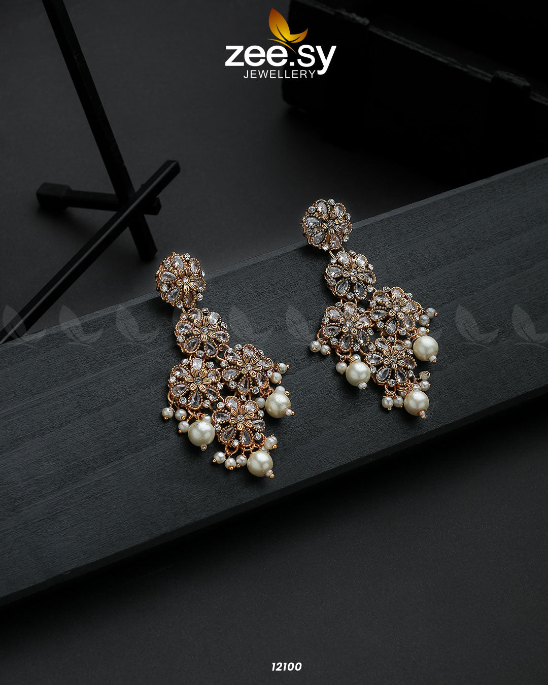Golden Orchid Elegance - Earrings 